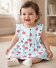Babyoye 100% Cotton Knit Half Frill Sleeves Hearts Printed Frock With Bloomer - Light Green