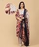 The Mom Store Cotton Woven Three Fourth Sleeves Floral Printed Maternity Kurti With Side Zipper Nursing Access & Pant Dupatta Set - Multi Colour