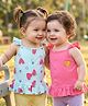 Babyoye 100% Cotton With Eco Jiva Finish Sleeveless Front Open Jhablas with Heart Chest Print Pack of 2 - Pink & Blue