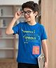 Pine Kids Cotton Knit Half Sleeves T-Shirt with Text Print - Blue