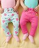 Babyoye 100% Cotton Knit With Eco Jiva Finish Full Length Solid & Heart Printed Diaper Leggings Pack of 2 - Pink & Light Blue