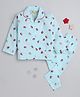 The Magic Wand Cotton Woven Full Sleeves Strawberry Printed Coordinating Night Suit Set - Blue