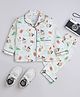 The Magic Wand Cotton Woven Half Sleeves Teddy & Girl Printed Coordinating Night Suit Set - Green