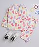 The Magic Wand Cotton Woven Half Sleeves Ice Candy Printed Coordinating Night Suit Set - Off White