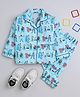 The Magic Wand Cotton Woven Half Sleeves Human Printed Coordinating Night Suit Set - Blue