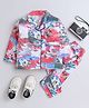 The Magic Wand Cotton Woven Full Sleeves Scenic Landscape Printed Coordinating Night Suit Set -Tomato Red