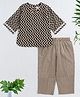 The Magic Wand Cotton Woven Three Fourth Sleeves Chevron Printed Top &  Palazzo Set - Black