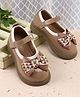 Babyoye Velcro Closure Floral Printed Ballerina With Bow Applique - Beige
