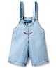 Bonfino 100% Cotton Woven Sleeveless Denim Dungaree with Cherry Happy Embroidery - Light Blue