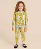 Little Marine Cotton Blend Knit Full Sleeves Pineapple Printed Coordinating Sweatshirt With Pajama Set - Off White