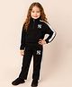 Little Marine Cotton Blend Knit Full Sleeves NY Text Printed Top With Pant Set - Black & White