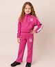 Little Marine Cotton Blend Knit Full Sleeves NY Text Printed Top With Pant Set - Pink & White