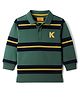 Junior Killer Full Sleeves Striped & K Text Printed Polo Tee- Green