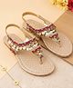 LIL PITAARA Beads & Sequins Embellished Zari Sandals - Gold