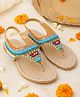 LIL PITAARA Beads & Stones Embellished Zari Sandals - Gold