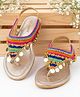 LIL PITAARA Beads & Sequins Embellished Zari Sandals - Gold