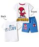 Babyhug Marvel Single Jersey Knit Half Sleeves T-Shirt & Shorts Set with Front & Back Spiderman Graphic - Blue & White
