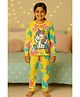 Unicorns Cotton Knit Half Sleeves Tie & Dye Unicorn Printed Coordinating Night Suit Set - Yellow