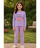 Unicorns Cotton Knit Full Sleeves One In A Melon Text Printed Coordinating Night Suit Set - Lavender