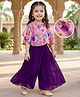Babyhug Woven Half Sleeves Indo Western Set With Floral Print - Purple