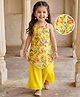 Babyhug Woven Sleeveless Floral Printed Indo Western Set - Yellow