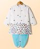 Babyhug Woven Full Sleeves Kurta & Dhoti Set with Floral Embroidery - Light Blue