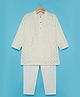 Babyhug Woven Full Sleeves Embroidered Kurta Pyjama Set with Embellished Detailing - Offwhite