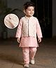 Babyhug Woven Full Sleeves Kurta Pajama Set With Floral Embriodery Jacket - Pink