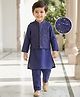 Babyhug Woven Full Sleeves Kurta Pajama Set With Sequin Detailing Jacket - Navy Blue