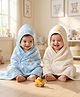 Babyoye 100% Cotton Knit Hooded Towels with Sun Print Pack of 2 L 80 x B 80 cm - Cream & Light Blue