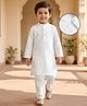Babyhug Woven Full Sleeves Embroidered Kurta Pajama Set - White