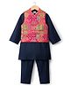 Babyhug Woven Full Sleeves Kurta Pajama Set with Embroidered Jacket - Navy Blue