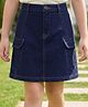 Pine Kids Denim Woven Solid Color Skirt with Pocket - Navy Blue