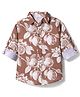 JASH KIDS Cotton Woven Full Sleeves Shirt With Floral Print -Light Brown