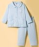 Teddy Sinker Knit Full Sleeves Printed Night Suit With Owl Patch - Light Blue