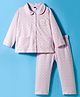 Teddy Sinker Knit Full Sleeves Printed Night Suit With Owl Patch - Pink