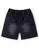 Bonfino Woven Knee Length Washed Shorts With Patch Pocket - Black