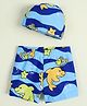 Mark & Mia Dolphin & Starfish Printed Swimming Trunk & Cap - Blue