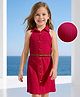 Hola Bonita Knit Sleeveless Textured Solid Dress With Belt - Red