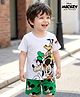 Babyhug Disney Single Jersey Knit Half Sleeves T-Shirt & Shorts Set with Mickey & Friends Graphic - Green & White