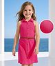 Hola Bonita Knit Sleeveless Textured Solid Dress With Belt - Dark Pink