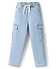 Primo Gino Woven Full Length Loose Fit Solid Color Cargo Jeans - Light Blue