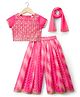 Babyhug Woven Half Sleeves Printed & Embroidered Indo Western Set with Dupatta - Pink