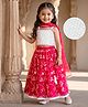 Babyhug Woven Sleeveless Choli Lehenga Set with Dupatta & Sequin Detailing - Dark Pink