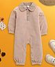 Nino Bambino Velour Woven Full Sleeves Solid Romper - Brown