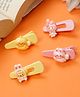 Stol'n Set Of 4 Animals Applique Detailed Alligator Clips - Pink & Yellow