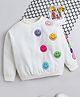 NAVKIYA G Fleece Knit Full Sleeves Smileys Patch Detailed Light Winter Sweatshirt - Off White