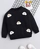 NAVKIYA G Fleece Knit Full Sleeves Rainbow Patch Detailed Back Printed Light Winter Sweatshirt - Black