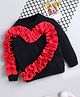 NAVKIYA G Fleece Knit Full Sleeves Heart Frill Detailed Light Winter Sweatshirt - Black