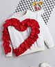 NAVKIYA G Fleece Knit Full Sleeves Heart Frill Detailed Light Winter Sweatshirt - Off White